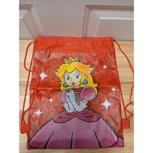 Super Mario Bros Princess Peach Cinch Bag Red Drawstring Bag Tote Backpack